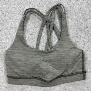 Lululemon Energy Sports Bra Womens 4 Gray Pinstripe Crossback Full Coverage